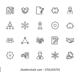 Modern thin line icons set of project management. Premium quality symbols. Simple pictograms for web sites and mobile app. Vector line icons isolated on a white background.