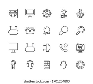 Modern thin line icons set of marketing. Premium quality symbols. Simple pictograms for web sites and mobile app. Vector line icons isolated on a white background.