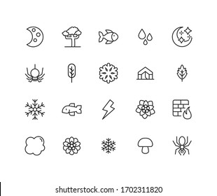 Modern thin line icons set of nature. Premium quality symbols. Simple pictograms for web sites and mobile app. Vector line icons isolated on a white background.