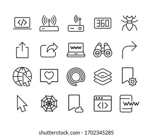 Modern thin line icons set of web. Premium quality symbols. Simple pictograms for web sites and mobile app. Vector line icons isolated on a white background.