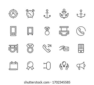 Conjunto moderno de iconos de línea delgada de marketing. Símbolos de calidad superior. Programas simples para sitios web y aplicaciones móviles. Iconos de línea de vectores aislados en un fondo blanco.