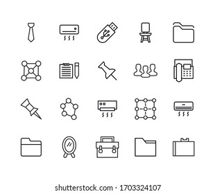 Modern thin line icons set of office. Premium quality symbols. Simple pictograms for web sites and mobile app. Vector line icons isolated on a white background.