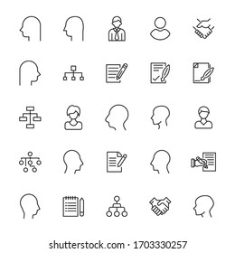 Modern thin line icons set of service. Premium quality symbols. Simple pictograms for web sites and mobile app. Vector line icons isolated on a white background.