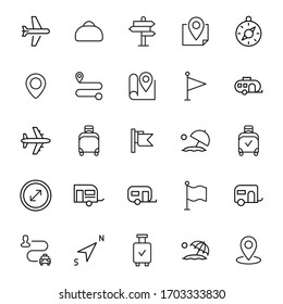 Modern thin line icons set of travel. Premium quality symbols. Simple pictograms for web sites and mobile app. Vector line icons isolated on a white background.