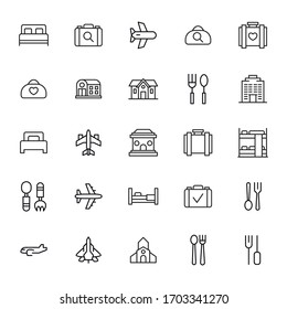 Moderne, dünne Linien Symbole Set von Hotel. Symbole in Premium-Qualität. Einfache Piktogramme für Webseiten und mobile App. Vektorillustration-Zeilensymbole einzeln auf weißem Hintergrund.