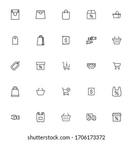 Modern thin line icons set of supermarket. Premium quality symbols. Simple pictograms for web sites and mobile app. Vector line icons isolated on a white background.
