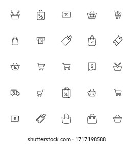 Modern thin line icons set of supermarket. Premium quality symbols. Simple pictograms for web sites and mobile app. Vector line icons isolated on a white background.