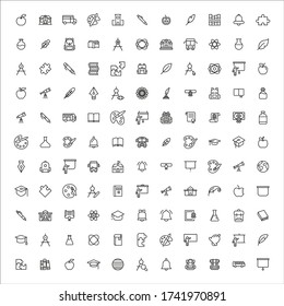 Modern thin line icons set of school. Premium quality symbols. Simple pictograms for web sites and mobile app. Vector line icons isolated on a white background.