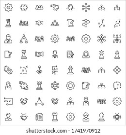 Conjunto de iconos modernos de línea delgada de administración de proyectos. Símbolos de calidad premium. Pictogramas simples para sitios web y aplicaciones móviles. Iconos de línea de vectores aislados en un fondo blanco.