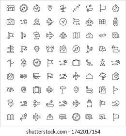 Modern thin line icons set of travel. Premium quality symbols. Simple pictograms for web sites and mobile app. Vector line icons isolated on a white background.