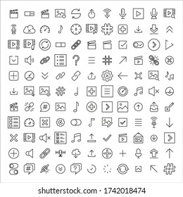 Juego de símbolos de iconos modernos de línea delgada. Símbolos de calidad premium. Pictogramas simples para sitios web y aplicaciones móviles. Iconos de línea de vectores aislados en un fondo blanco.