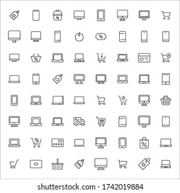 Modern thin line icons set of online shopping. Premium quality symbols. Simple pictograms for web sites and mobile app. Vector line icons isolated on a white background.