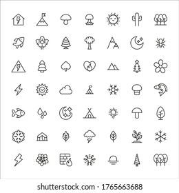 Modern thin line icons set of nature. Premium quality symbols. Simple pictograms for web sites and mobile app. Vector line icons isolated on a white background.