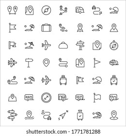 Modern thin line icons set of travel. Premium quality symbols. Simple pictograms for web sites and mobile app. Vector line icons isolated on a white background.