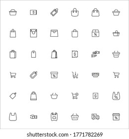Modernos iconos de línea delgada conjunto de supermercados. Símbolos de calidad premium. Pictogramas simples para sitios web y aplicaciones móviles. Iconos de línea de vectores aislados en un fondo blanco.