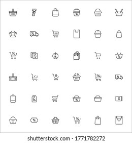 Moderne, dünne Linien Symbole Set von Supermarkt. Symbole in Premium-Qualität. Einfache Piktogramme für Webseiten und mobile App. Vektorliniensymbole einzeln auf weißem Hintergrund.