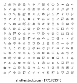 Modernos iconos de línea delgada conjunto de escuela. Símbolos de calidad premium. Pictogramas simples para sitios web y aplicaciones móviles. Iconos de línea de vectores aislados en un fondo blanco.
