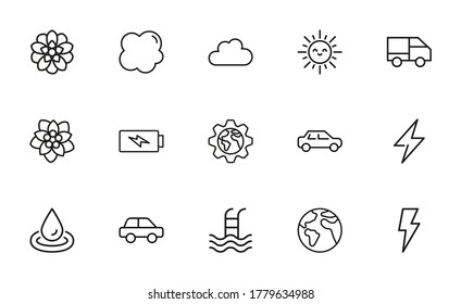 Modern thin line icons set of global warming. Premium quality symbols. Simple pictograms for web sites and mobile app. Vector line icons isolated on a white background.