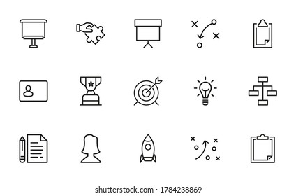 Modern thin line icons set of management. Premium quality symbols. Simple pictograms for web sites and mobile app. Vector line icons isolated on a white background.