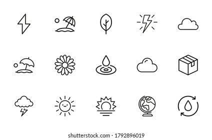 Modern thin line icons set of global warming. Premium quality symbols. Simple pictograms for web sites and mobile app. Vector line icons isolated on a white background.