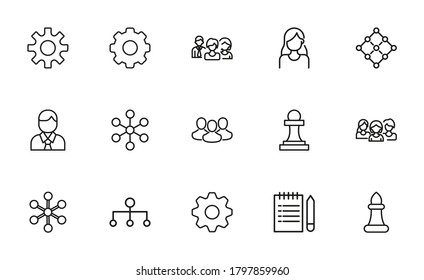 Modern thin line icons set of project management. Premium quality symbols. Simple pictograms for web sites and mobile app. Vector line icons isolated on a white background.