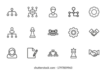 Modern thin line icons set of project management. Premium quality symbols. Simple pictograms for web sites and mobile app. Vector line icons isolated on a white background.