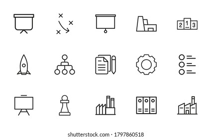 Modernes, dünnzeitiges Icon-Set für die Verwaltung. Symbole in Premium-Qualität. Einfache Piktogramme für Webseiten und mobile App. Vektorliniensymbole einzeln auf weißem Hintergrund.