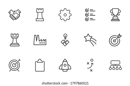 Moderno conjunto de iconos de línea delgada de administración. Símbolos de calidad premium. Pictogramas simples para sitios web y aplicaciones móviles. Iconos de línea de vectores aislados en un fondo blanco.