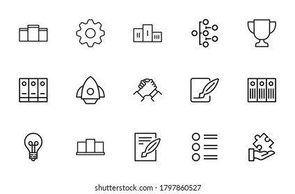 Modern thin line icons set of management. Premium quality symbols. Simple pictograms for web sites and mobile app. Vector line icons isolated on a white background.