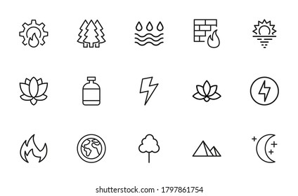 Moderno conjunto de iconos de línea delgada de Entorno. Símbolos de calidad premium. Pictogramas simples para sitios web y aplicaciones móviles. Iconos de línea de vectores aislados en un fondo blanco.