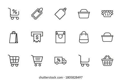 Modern thin line icons set of supermarket. Premium quality symbols. Simple pictograms for web sites and mobile app. Vector line icons isolated on a white background.