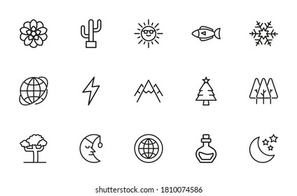 Modern thin line icons set of Environment. Premium quality symbols. Simple pictograms for web sites and mobile app. Vector line icons isolated on a white background.