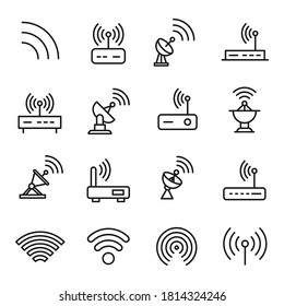 Modern thin line icons set of wireless. Premium quality symbols. Simple pictograms for web sites and mobile app. Vector line icons isolated on a white background.
