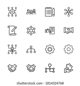 Conjunto de iconos modernos de línea delgada de administración de proyectos. Símbolos de calidad premium. Pictogramas simples para sitios web y aplicaciones móviles. Iconos de línea de vectores aislados en un fondo blanco.