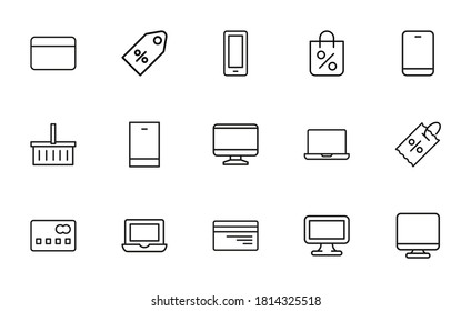 Modern thin line icons set of online shopping. Premium quality symbols. Simple pictograms for web sites and mobile app. Vector line icons isolated on a white background.