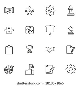 Modernos iconos de línea delgada conjunto de negocios. Símbolos de calidad premium. Pictogramas simples para sitios web y aplicaciones móviles. Iconos de línea de vectores aislados en un fondo blanco.