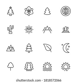 Moderno conjunto de iconos de línea delgada de Entorno. Símbolos de calidad premium. Pictogramas simples para sitios web y aplicaciones móviles. Iconos de línea de vectores aislados en un fondo blanco.