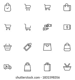 Modernos iconos de línea delgada conjunto de supermercados. Símbolos de calidad premium. Pictogramas simples para sitios web y aplicaciones móviles. Iconos de línea de vectores aislados en un fondo blanco.