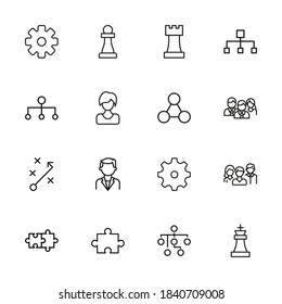 Conjunto de iconos modernos de línea delgada de administración de proyectos. Símbolos de calidad premium. Pictogramas simples para sitios web y aplicaciones móviles. Iconos de línea de vectores aislados en un fondo blanco.