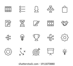 Modern thin line icons set of management. Premium quality symbols. Simple pictograms for web sites and mobile app. Vector line icons isolated on a white background.