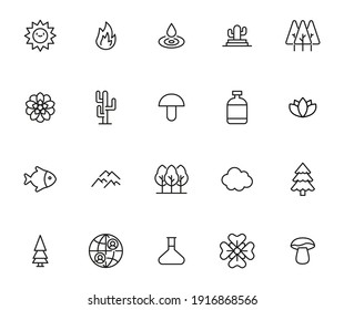 Modern thin line icons set of Environment. Premium quality symbols. Simple pictograms for web sites and mobile app. Vector line icons isolated on a white background.