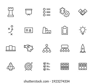 Modern thin line icons set of management. Premium quality symbols. Simple pictograms for web sites and mobile app. Vector line icons isolated on a white background.