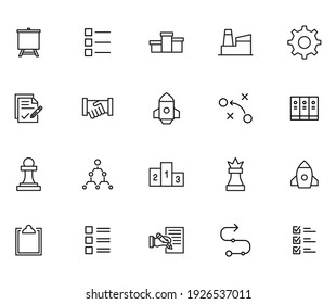 Moderne, dünne Linien-Icons für das Geschäft. Symbole in Premium-Qualität. Einfache Piktogramme für Webseiten und mobile App. Vektorliniensymbole einzeln auf weißem Hintergrund.