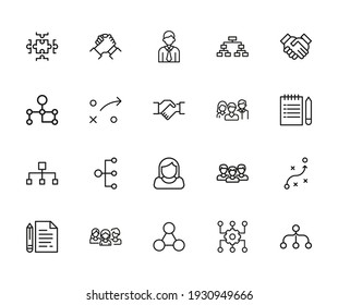 Moderne Thin-Line-Symbole für Projektmanagement. Symbole in Premium-Qualität. Einfache Piktogramme für Webseiten und mobile App. Vektorliniensymbole einzeln auf weißem Hintergrund.