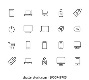 Modern thin line icons set of online shopping. Premium quality symbols. Simple pictograms for web sites and mobile app. Vector line icons isolated on a white background.