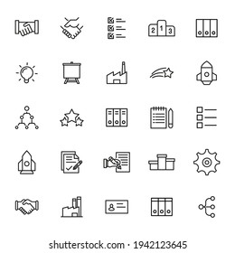 Modernos iconos de línea delgada conjunto de negocios. Símbolos de calidad premium. Pictogramas simples para sitios web y aplicaciones móviles. Iconos de línea de vectores aislados en un fondo blanco.