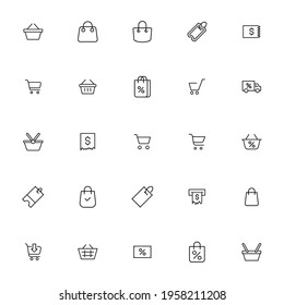 Modern thin line icons set of supermarket. Premium quality symbols. Simple pictograms for web sites and mobile app. Vector line icons isolated on a white background.