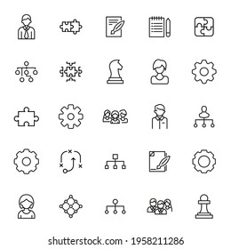 Modern thin line icons set of project management. Premium quality symbols. Simple pictograms for web sites and mobile app. Vector line icons isolated on a white background.