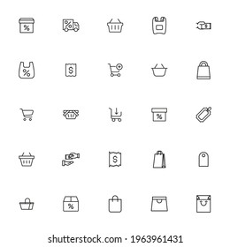 Modern thin line icons set of supermarket. Premium quality symbols. Simple pictograms for web sites and mobile app. Vector line icons isolated on a white background.
