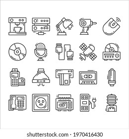 Modern thin line icons set of home electronics. outline symbol collection. Stroke vector logo concept for web graphic. Simple mono linear pictogram pack.